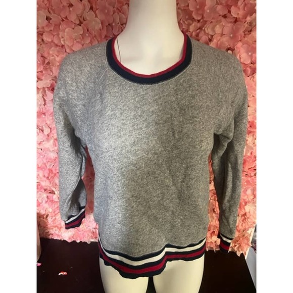 Joie Gray Small Sweater with Red White Blue Bottom - Picture 1 of 4